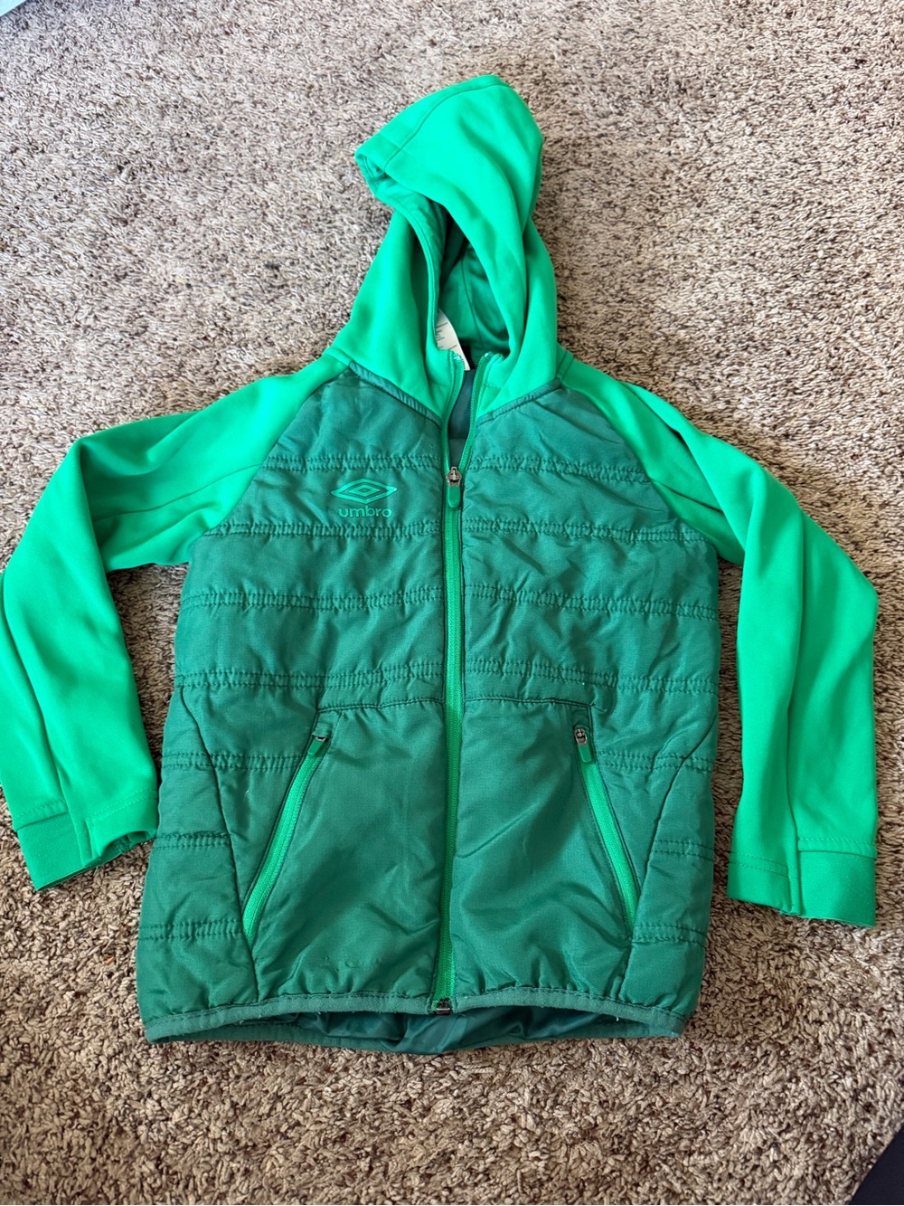 Umbro Kids' Bright Green Hooded Puffer Jacket